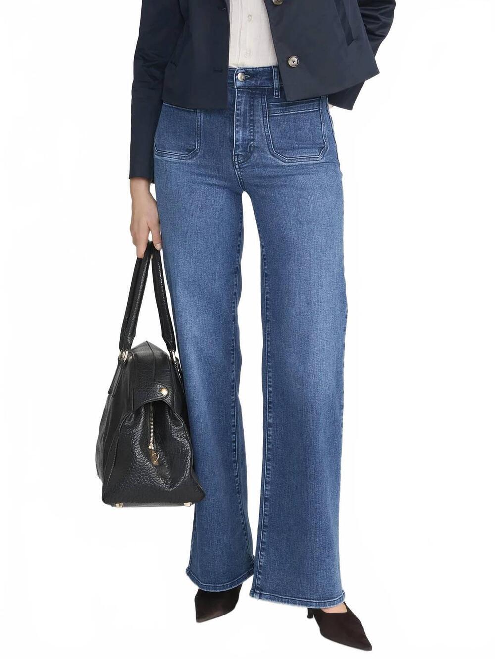 NEW FRAME women's le slim palazzo modernist pocket jeans in iberia